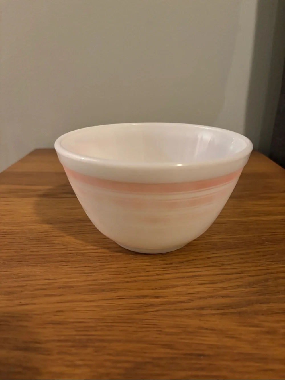 Pyrex white milk glass mixing bowl 401 pink rainbow stripes vintage small 1.5